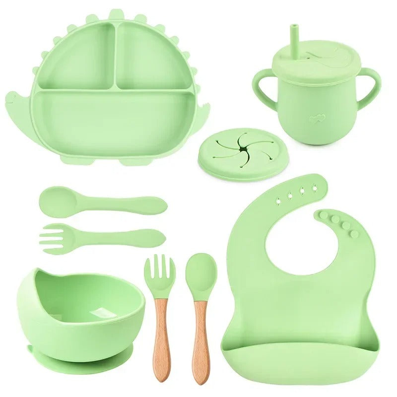 Assiette-bebe-babydino-vert-pomme