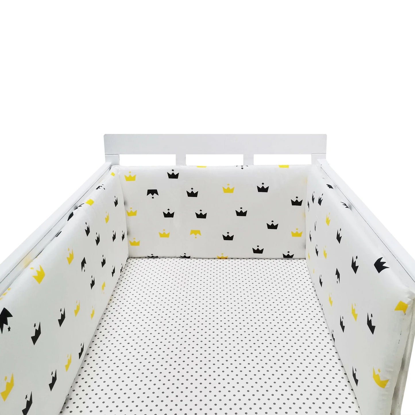 Tour-de-lit-bebe-bedbump-courronne-jaune-noir